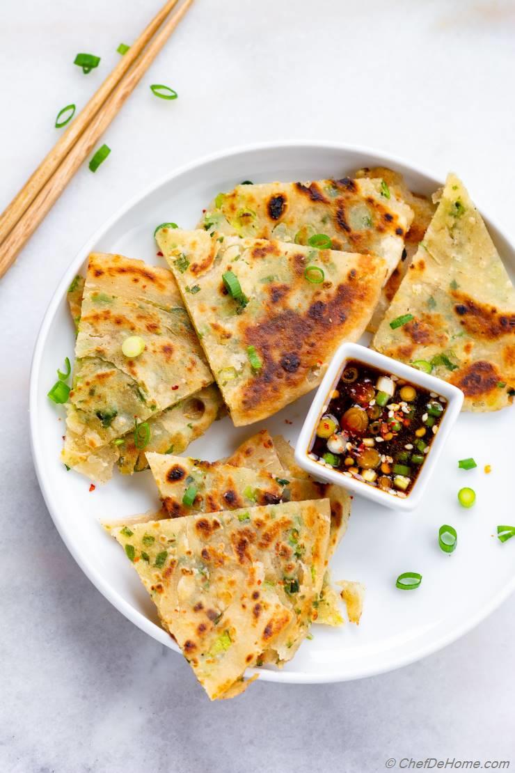 Pan-Fried Scallion Pancakes with Sesame and Ginger