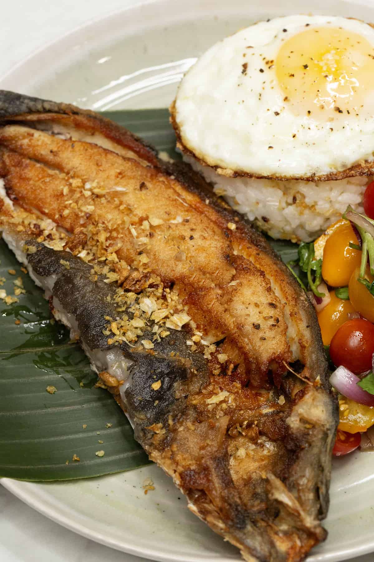 Pan-Seared Bangus with Garlic and Vinegar Sauce
