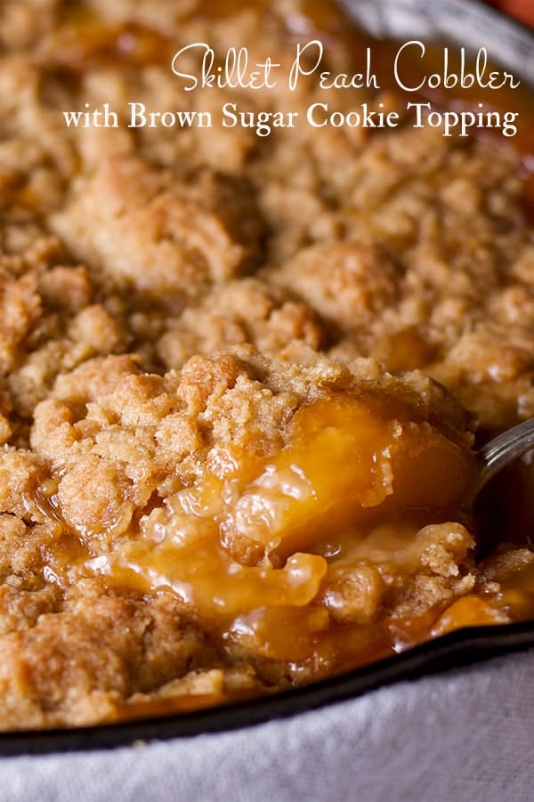 Old-Fashioned Skillet Peach Cobbler with Brown Sugar Topping