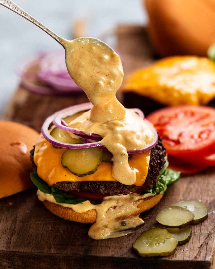 Grilled Beer-Marinated Burgers with Jalapeño Mayo