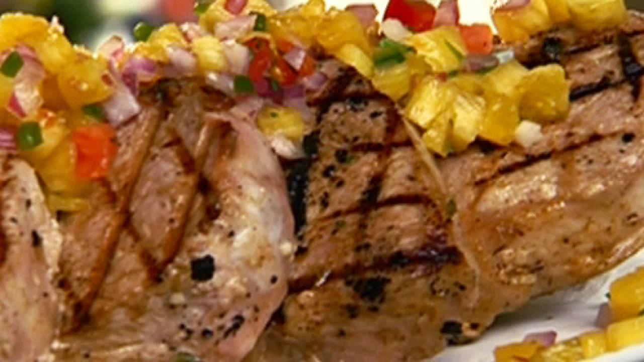 Caribbean Rum-Glazed Grilled Pork Chops with Pineapple Salsa