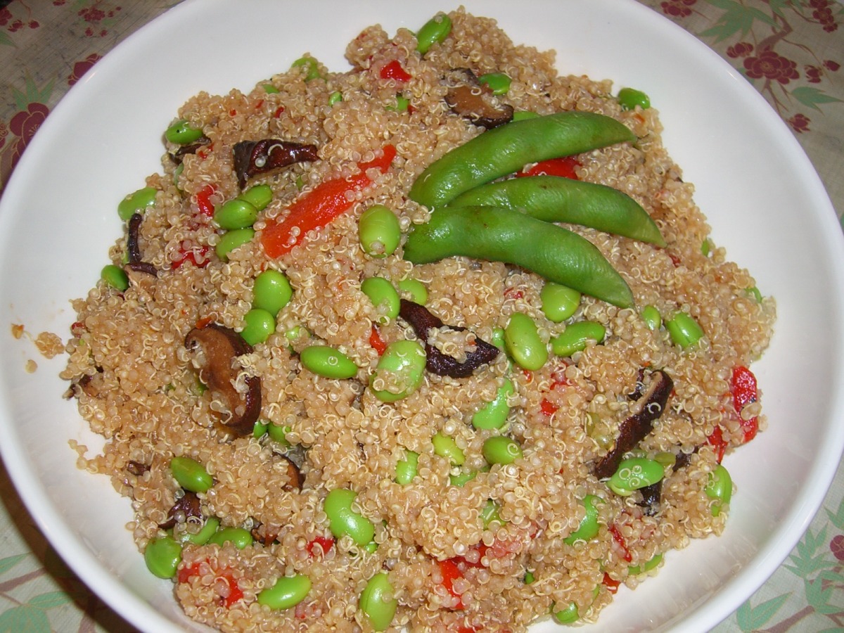 Steamed Edamame and Shiitake Mushroom Salad with Sesame Dressing