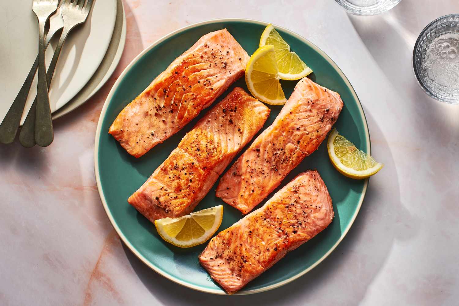 Pan-Seared Salmon with Citrus Soy Glaze and Sesame Soba Noodles