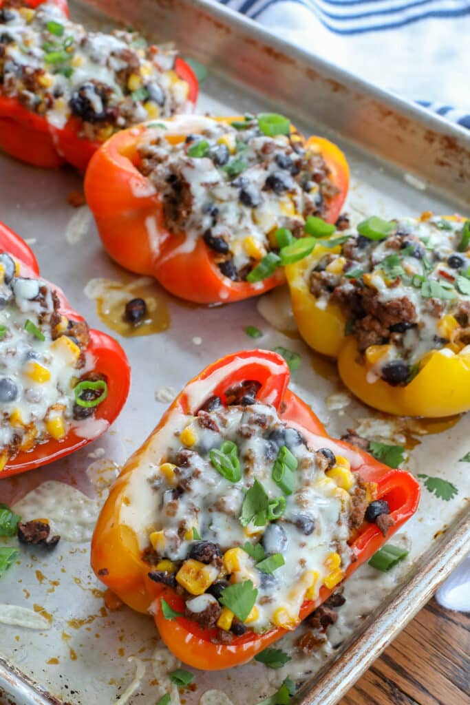 Tex-Mex Stuffed Bell Peppers with Black Beans and Corn