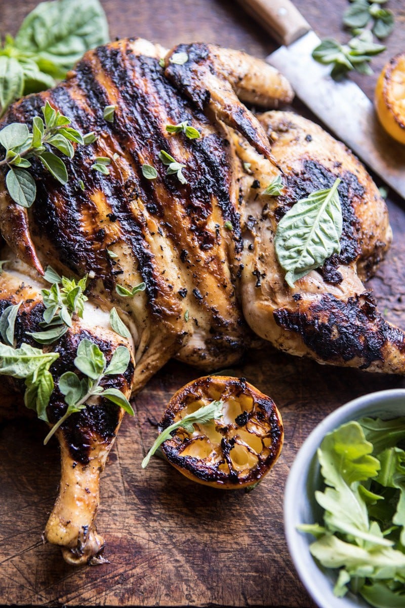 Grilled Lemon-Oregano Chicken with Charred Vegetables