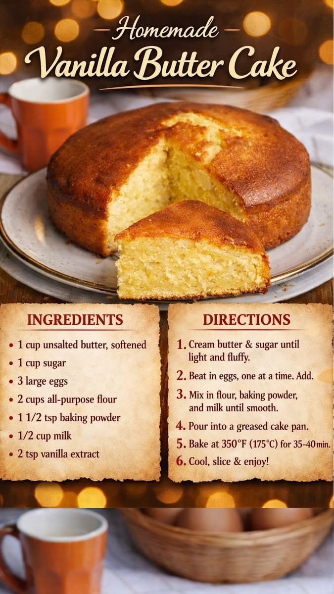 One-Bowl Hand-Mixed Vanilla Cake with Melted Butter