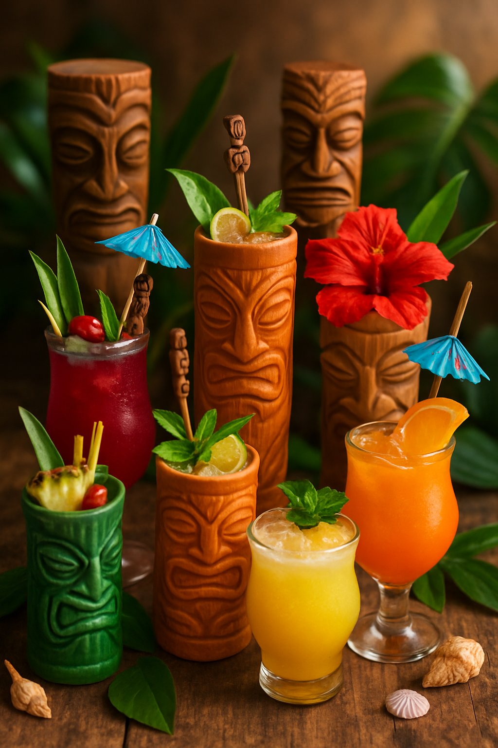 Tiki-Inspired Tropical Rum Cocktail with Citrus and Spices