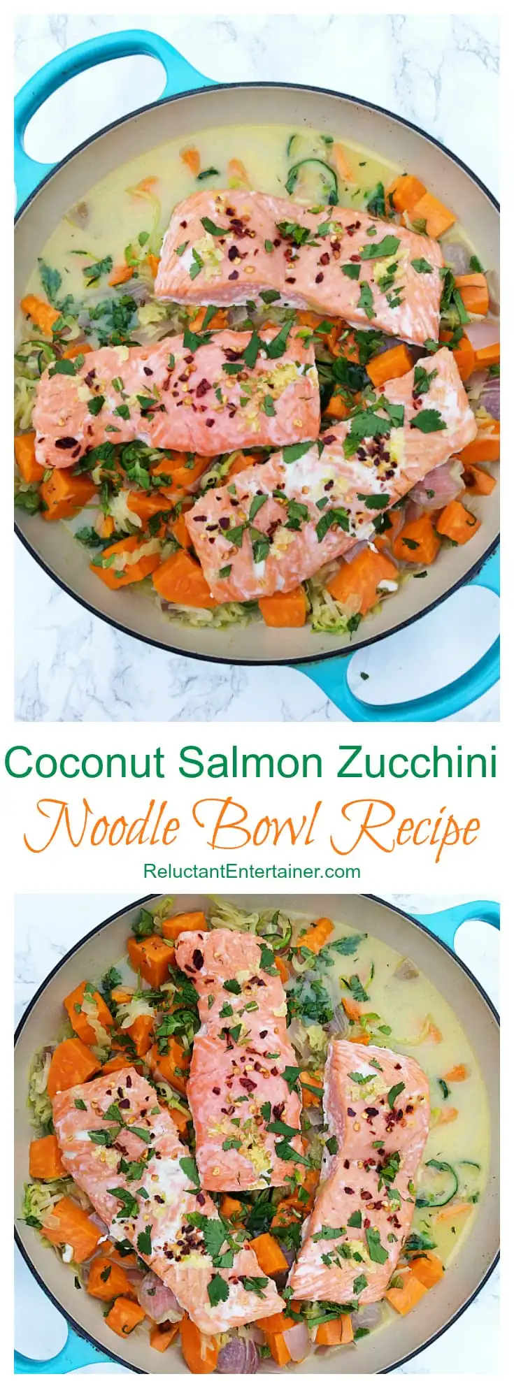 Creamy Avocado-Zucchini Noodle Bowl with Lemon-Dill Salmon