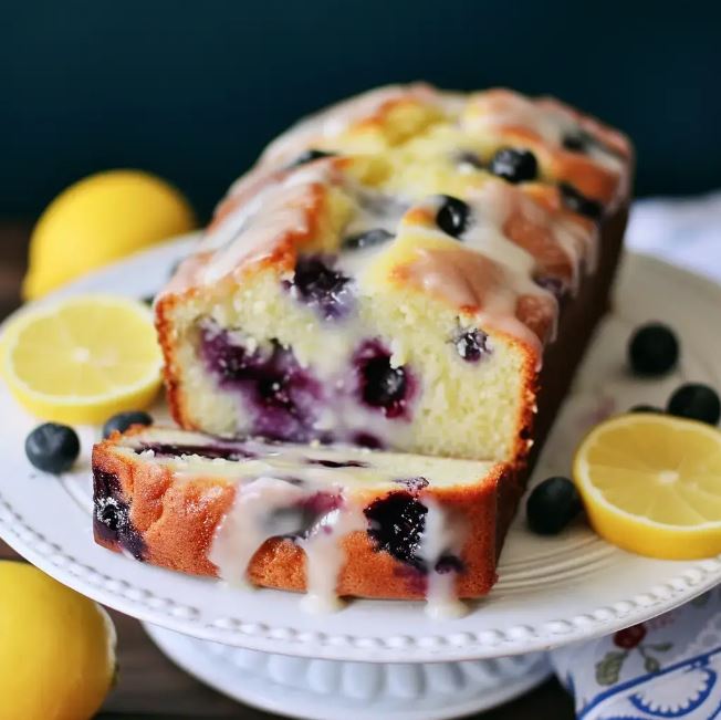 Blueberry-Stuffed Lemon Loaf with Zesty Glaze