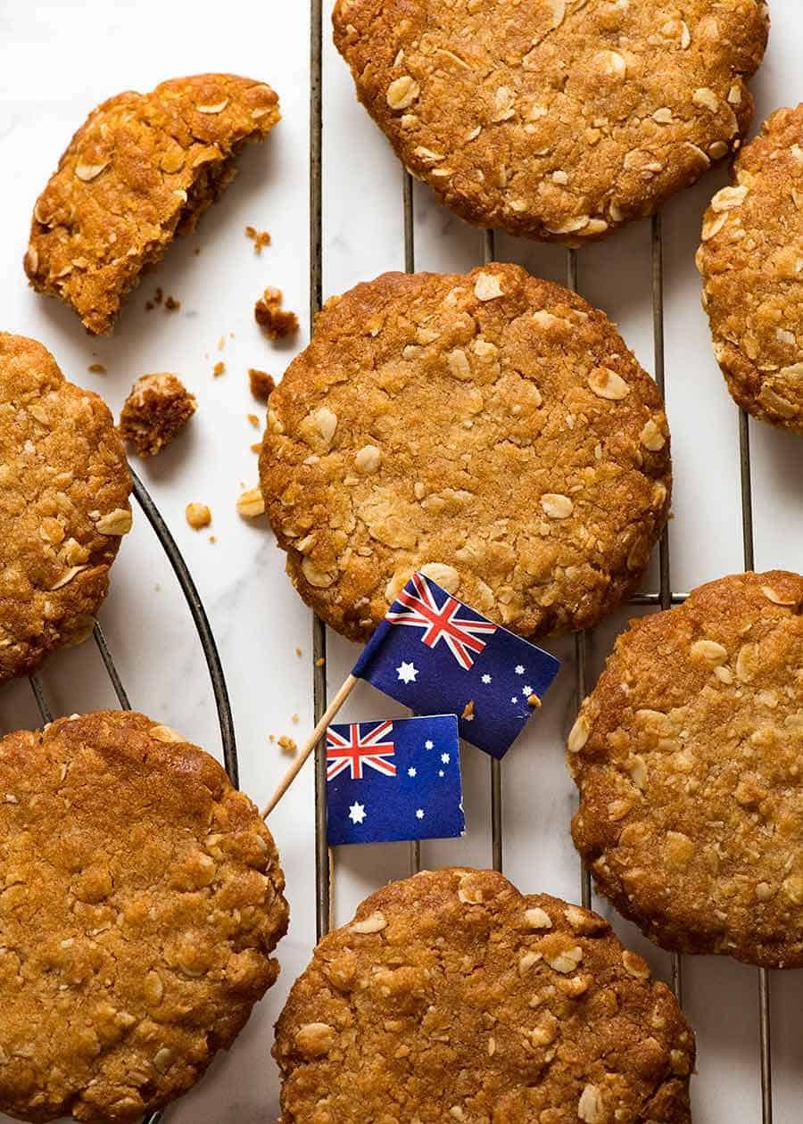Toasted Anzac Biscuit Cookies with Coconut and Golden Syrup