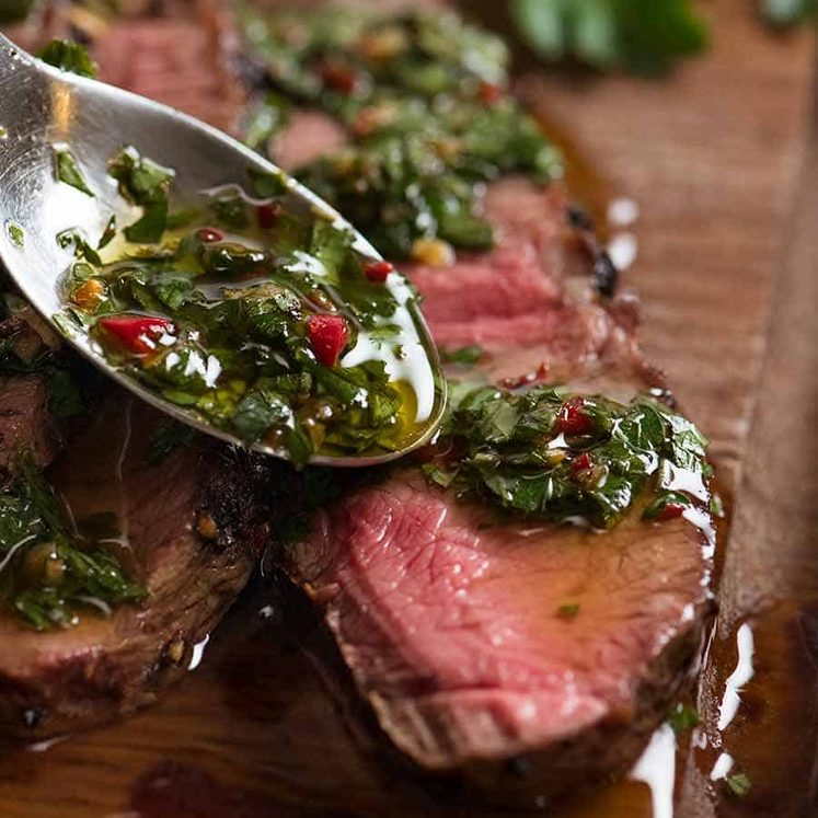 Slow-Roasted Beef Picanha with Chimichurri Sauce