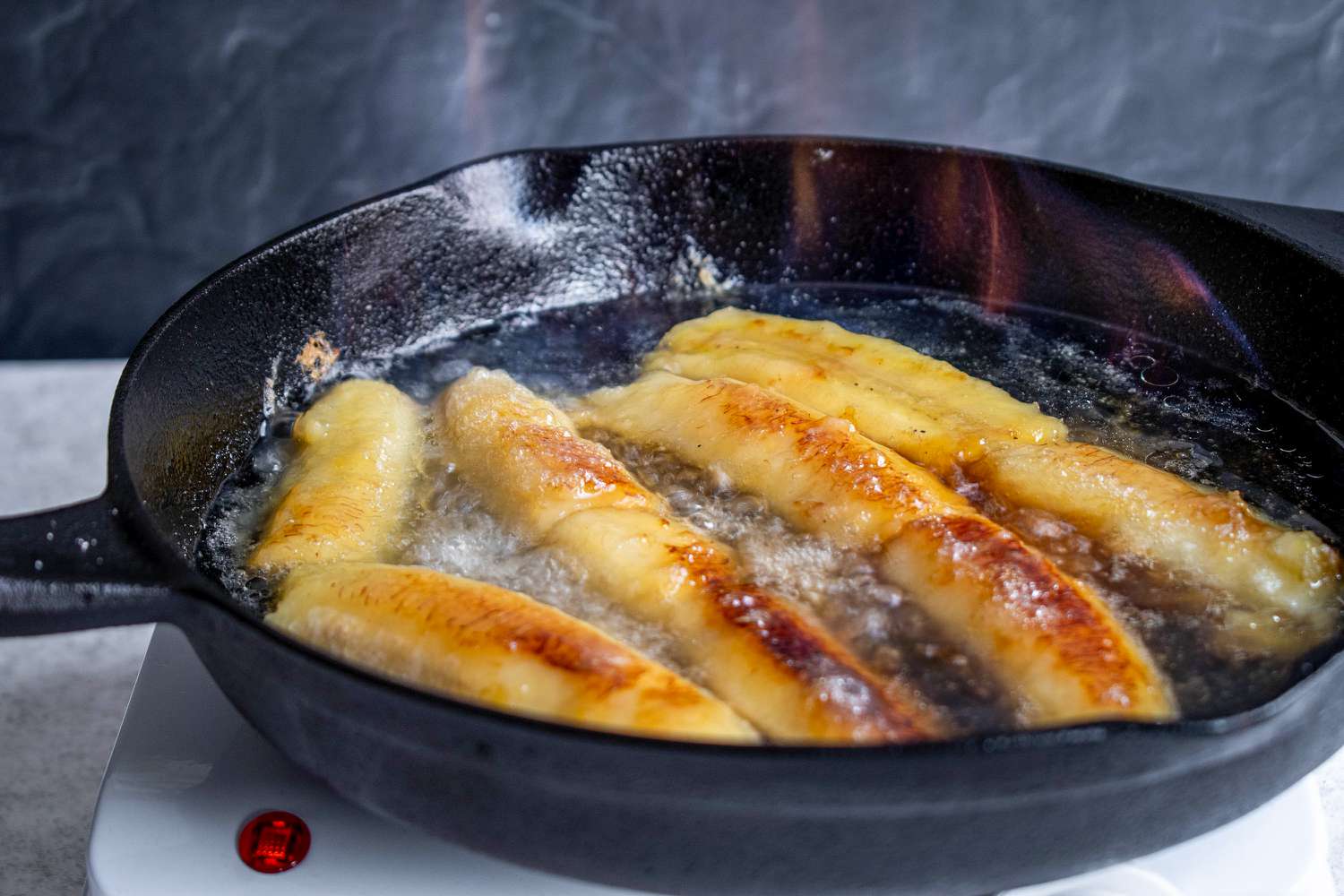 Golden Rum-Caramel Flambé Banana Dessert