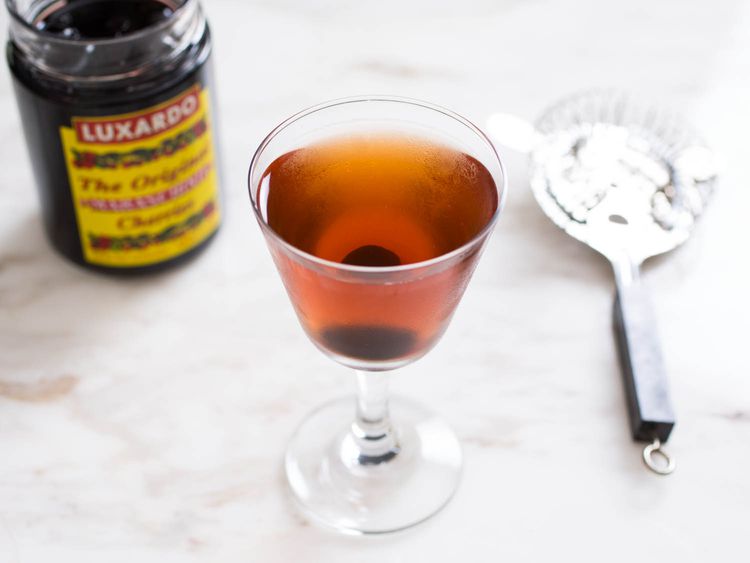 Manhattan with Cherry-Infused Rye Whiskey