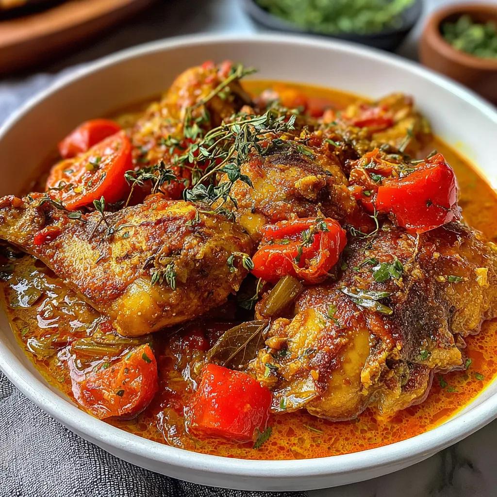 Spiced Nigerian-Inspired Chicken Stew with Tomato and Peppers