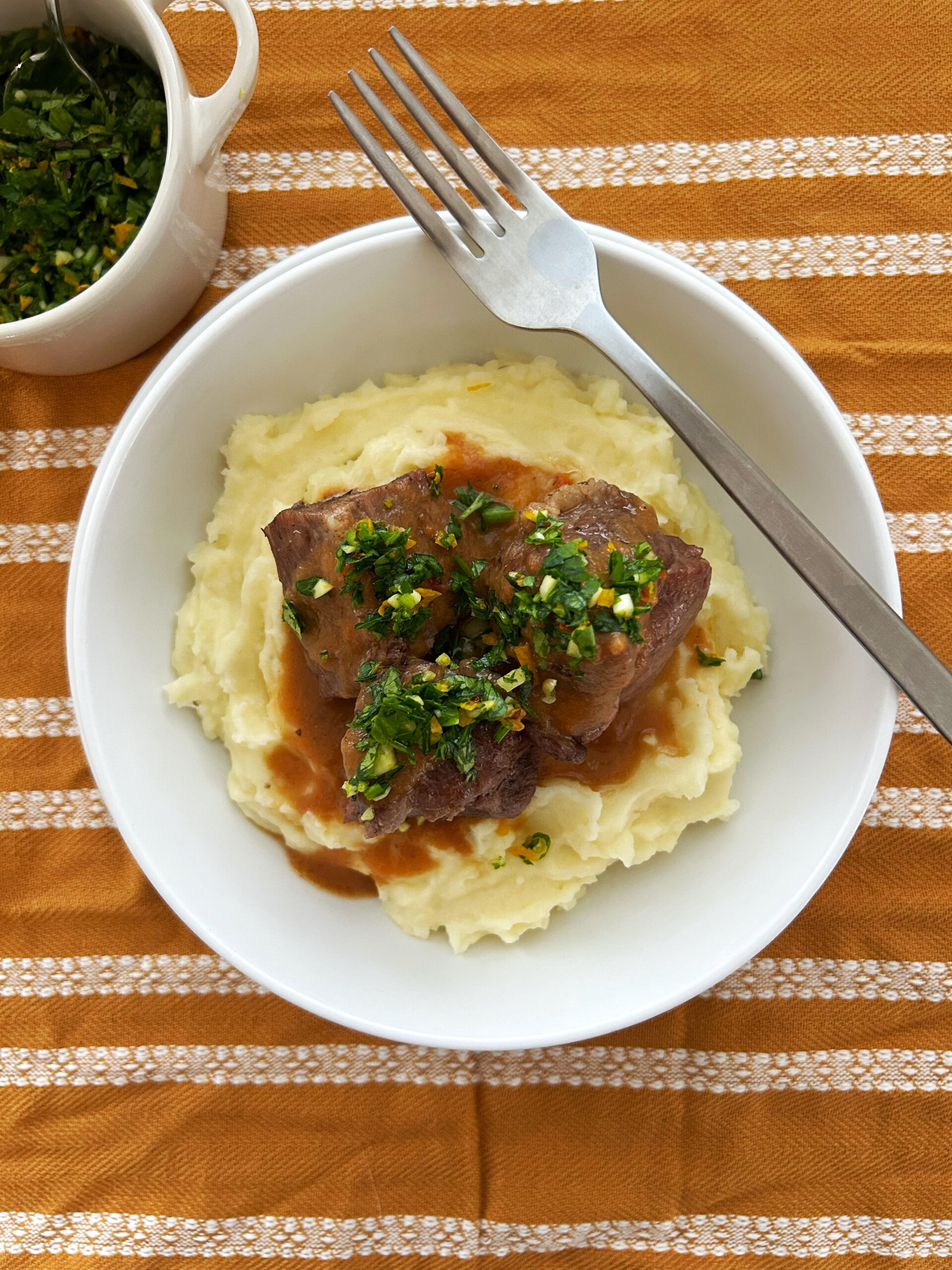 Slow-Braised Pork Shoulder with Bitter Herb Gremolata