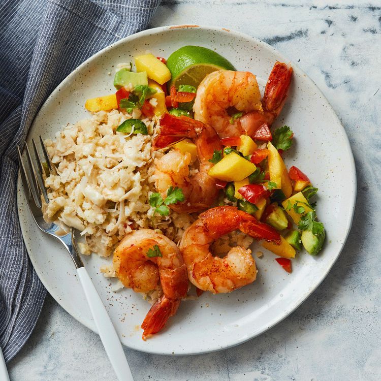 Sautéed Shrimp with Coconut Curry and Mango Salsa