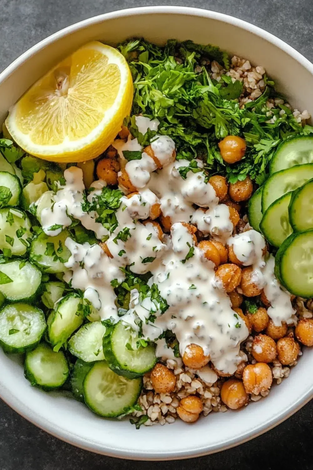 Sautéed Chickpea and Spinach Grain Bowl with Lemon-Tahini Dressing
