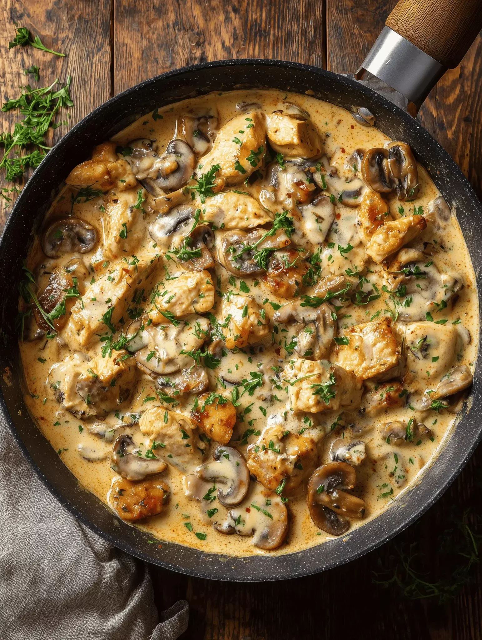 One-Pan Apricot and Chicken Stroganoff with Mushrooms