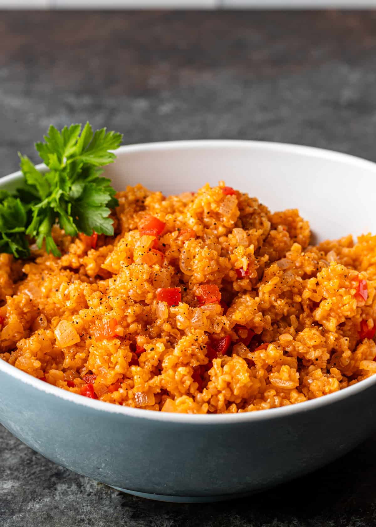 Bulgur Pilaf with Tomato and Toasted Pine Nuts