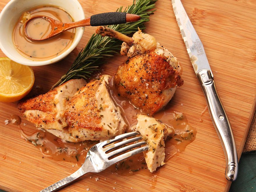 Pan-Roasted Chicken Breasts with Lemon-Rosemary Pan Sauce