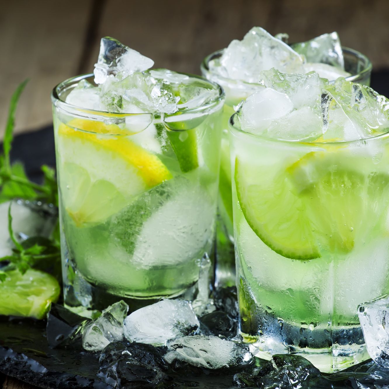 Muddled Mint Cachaça Caipirinha