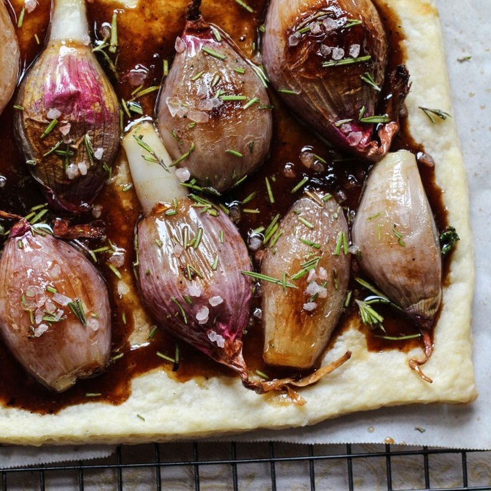 Caramelized Shallot and Honey Tartine with Thyme