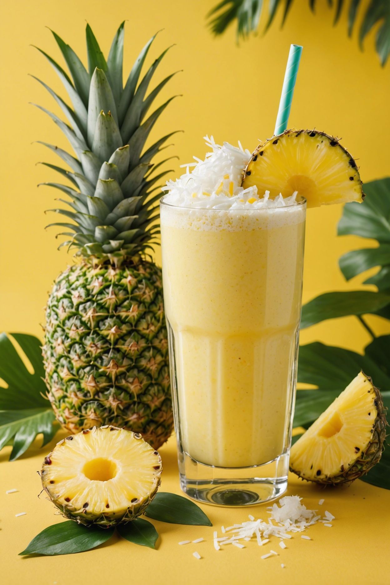 Chilled Mango-Pineapple Smoothie with Coconut and Ginger