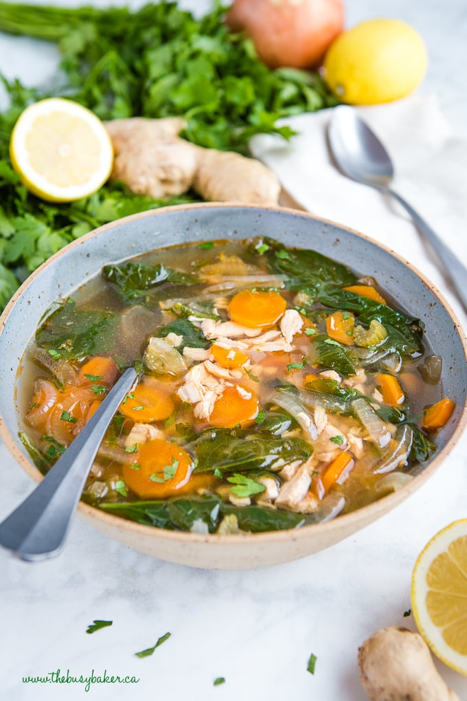 Ginger-Lemon Chicken Broth for Sinus Relief
