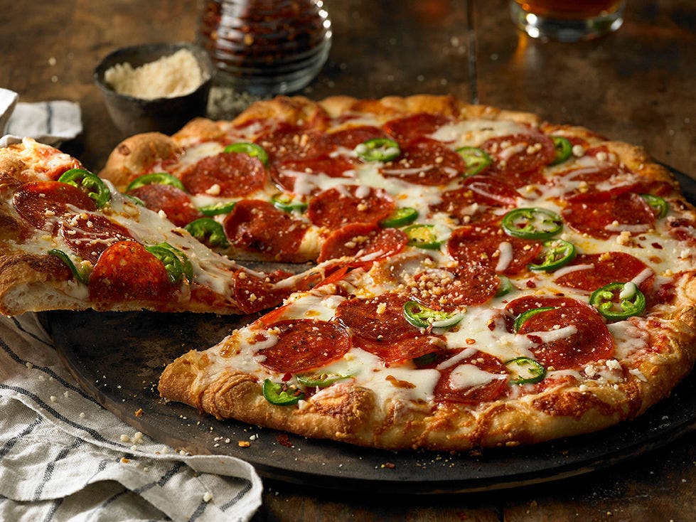 Texas-Style Giant Pepperoni and Jalapeño Pizza
