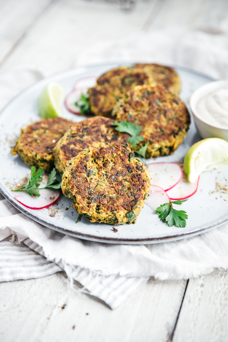 Pan-Fried Spiced Chickpea and Spinach Patties