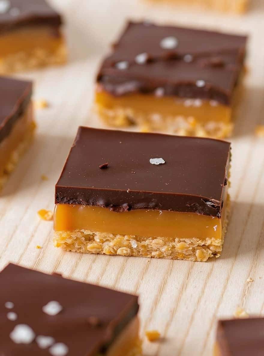 No-Bake Chocolate and Caramel Lamington Bars