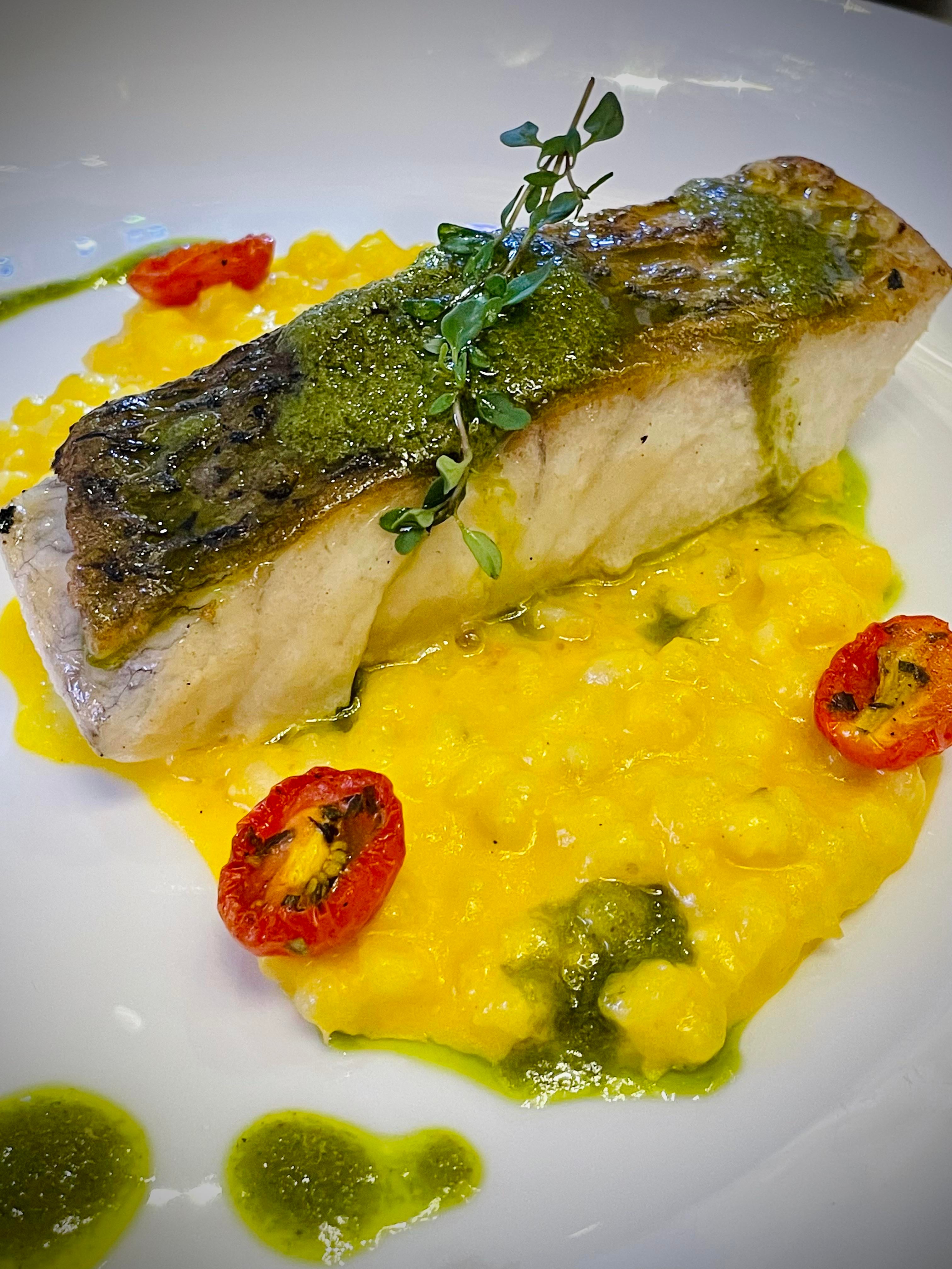 Barramundi Fillet Pan-Seared with Finger Lime Beurre Blanc