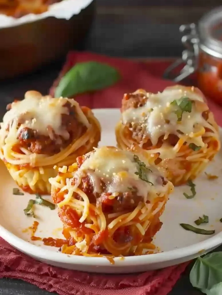Mini Meatball & Tomato Pasta Cups with Carrot-Infused Sauce