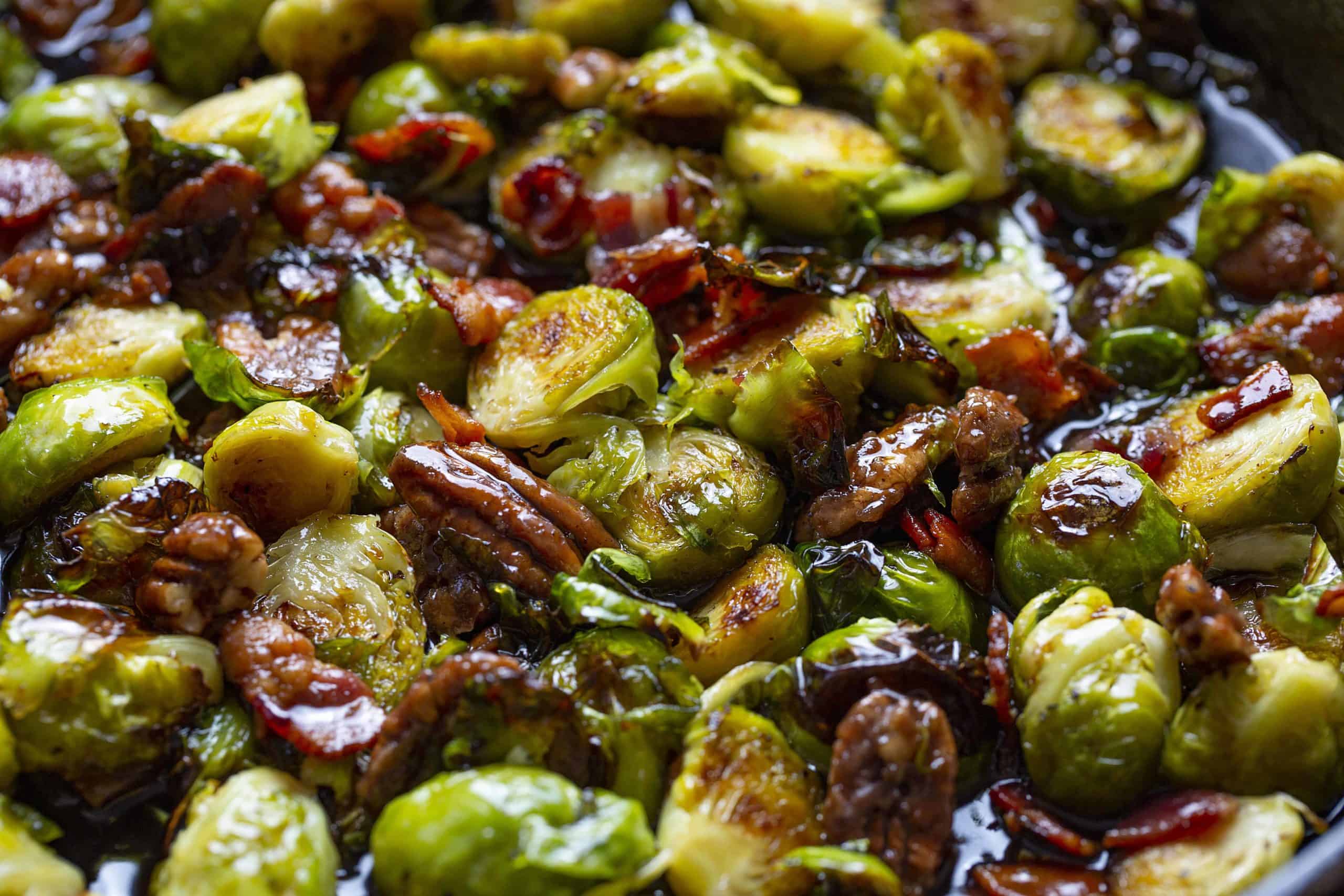 Maple-Bourbon Glazed Roasted Brussels Sprouts