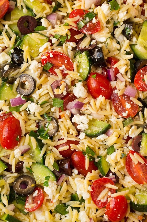 No-Cook Mediterranean Orzo Salad with Feta and Olives