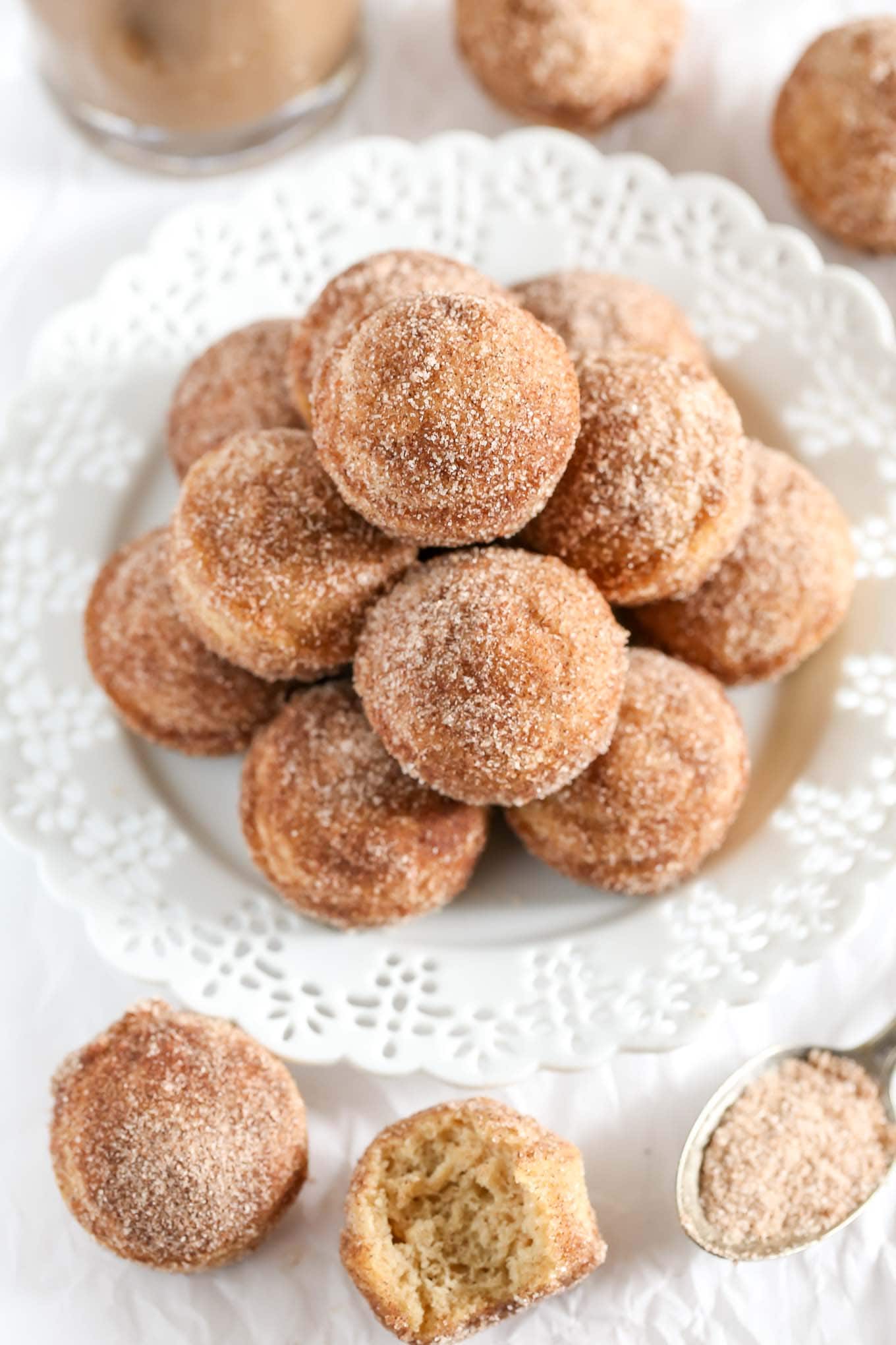 Baked Churro-Stuffed Cinnamon Sugar Donut Holes