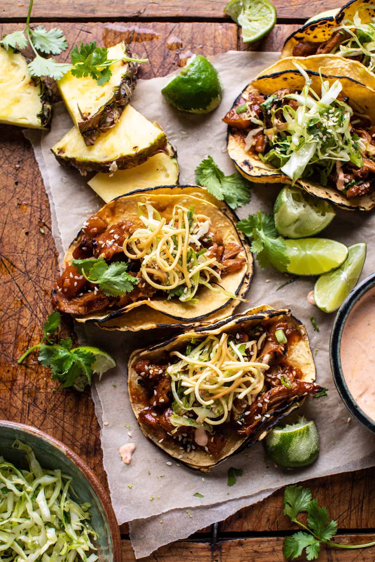 Gold Rum-Braised Pineapple Pork Tacos
