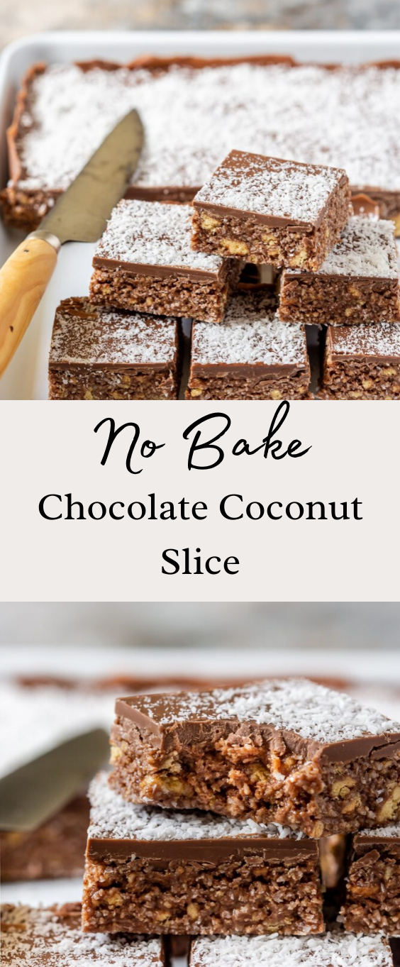 No-Bake Lamington Chocolate Slice with Coconut Topping
