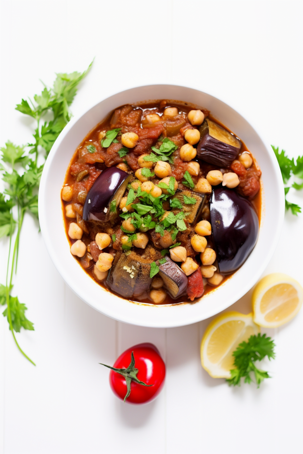 Turkish Spiced Chickpea and Eggplant Stew