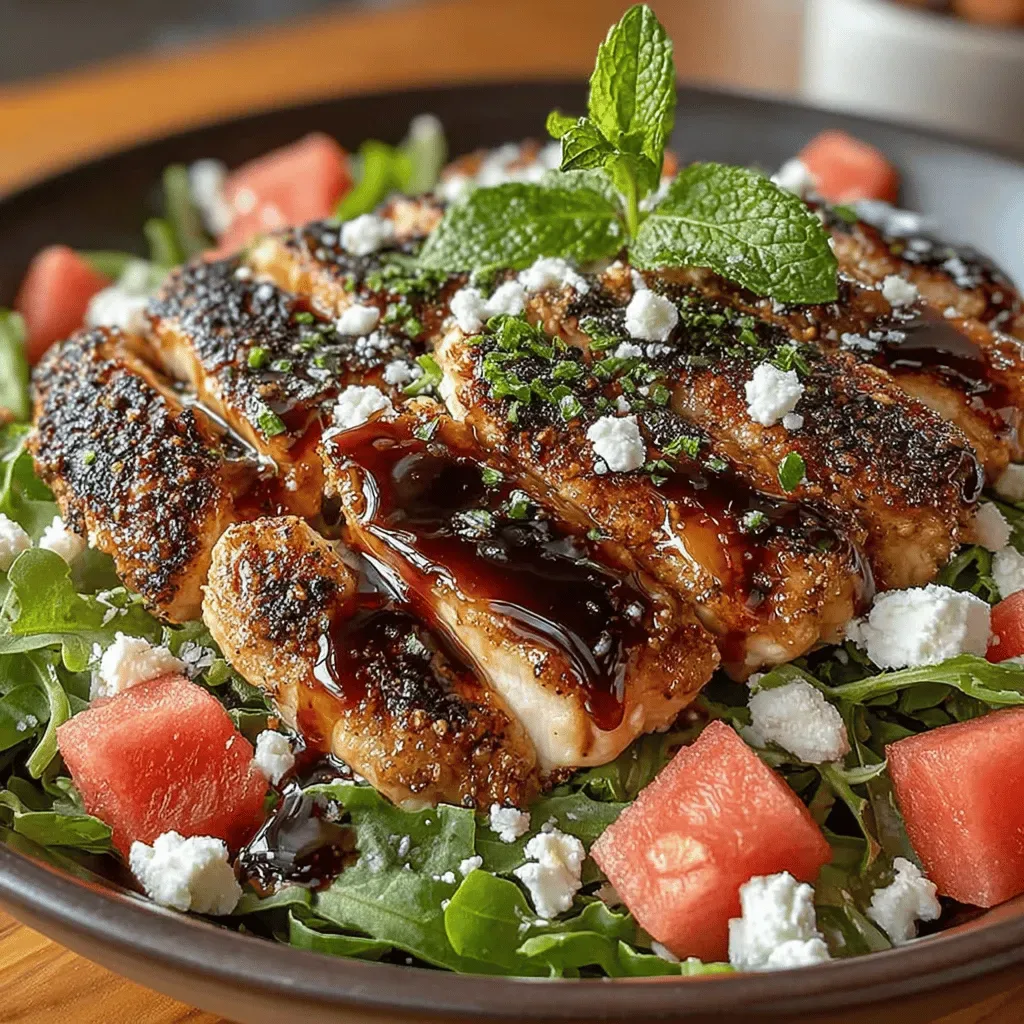 Grilled Chicken and Watermelon Salad with Mint Vinaigrette
