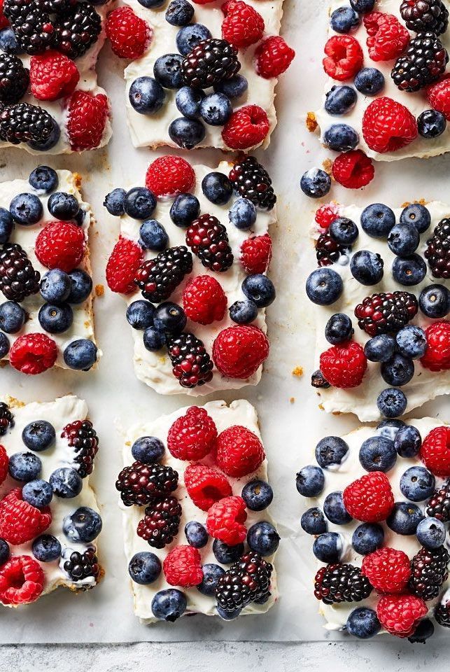 No-Bake Berry Cheesecake Bars with Graham Crust