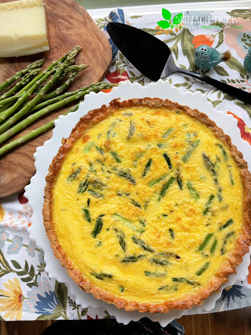 Rhubarb-Asparagus Spring Quiche with Herb Crust