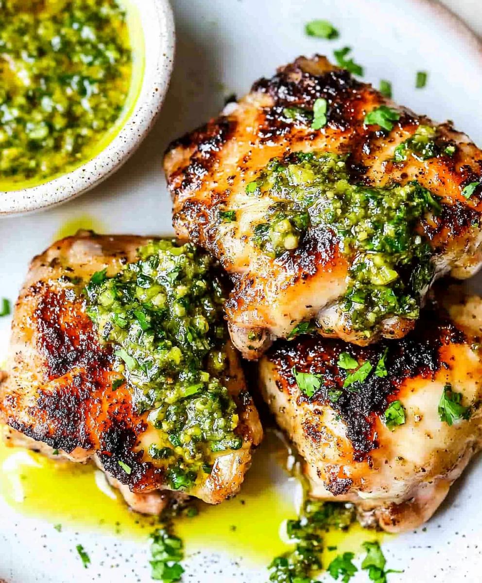 Herb-Crusted Chicken Thighs with Smoky Chimichurri
