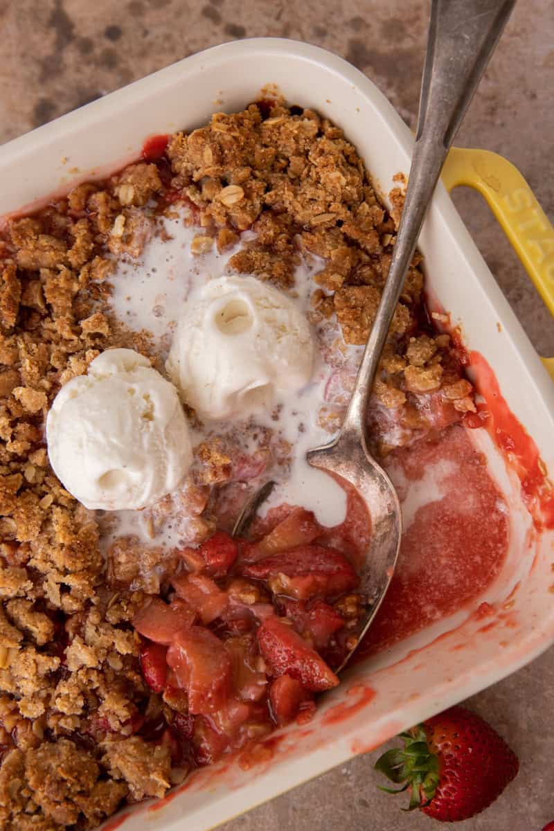 Strawberry-Rhubarb Spring Crisp with Oat Topping