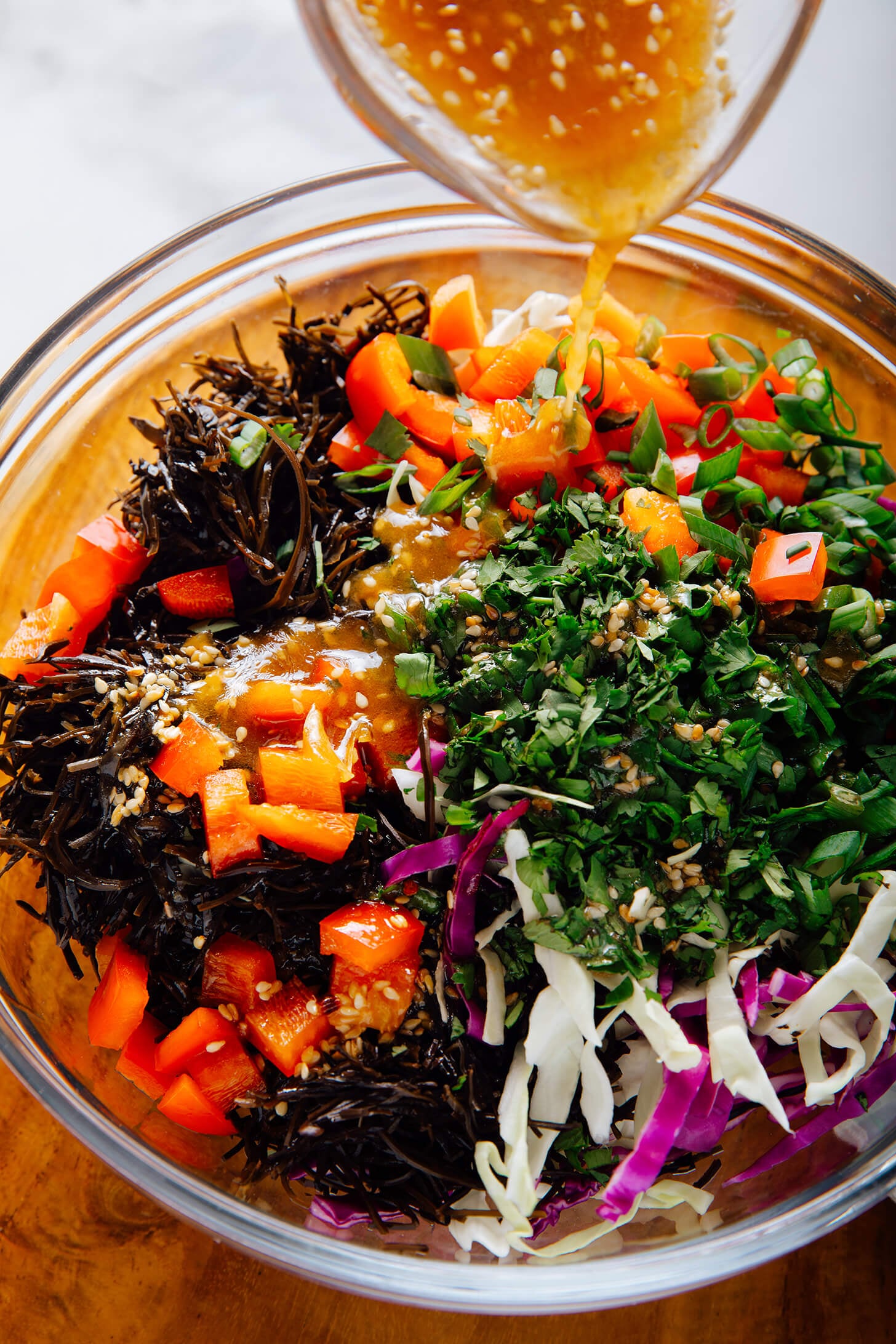Tasmanian Abalone and Seaweed Salad with Finger Lime Dressing