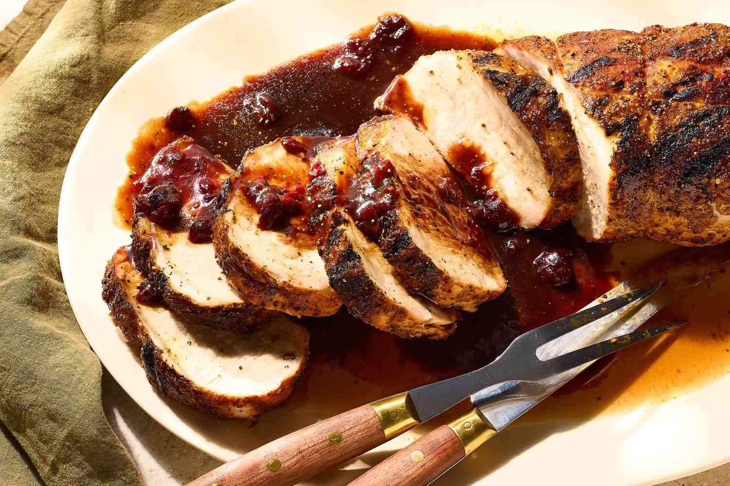 Sour Cherry and Vinegar Glazed Pork Tenderloin