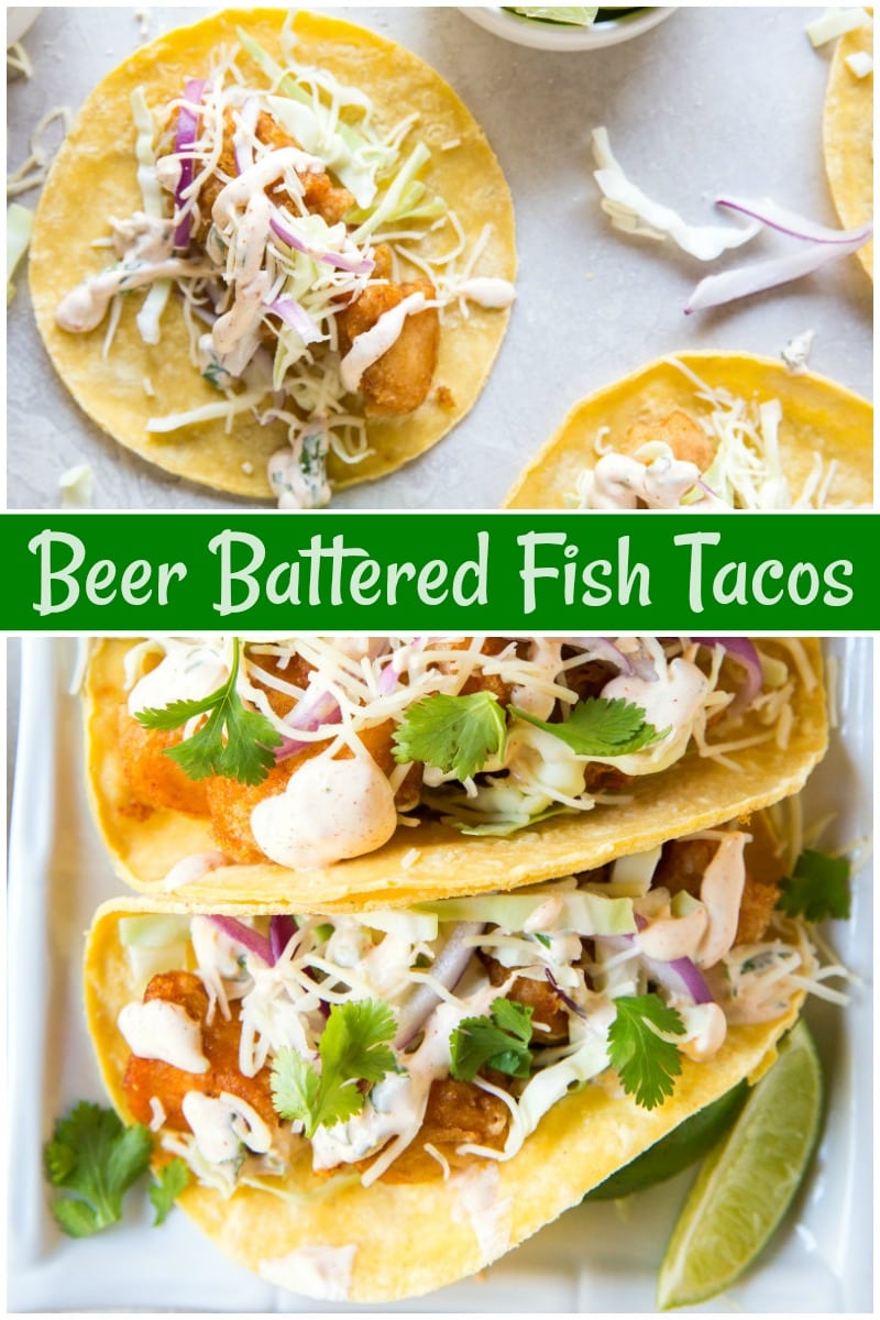 Hop-Infused IPA Beer-Battered Fish Tacos with Cilantro Lime Slaw
