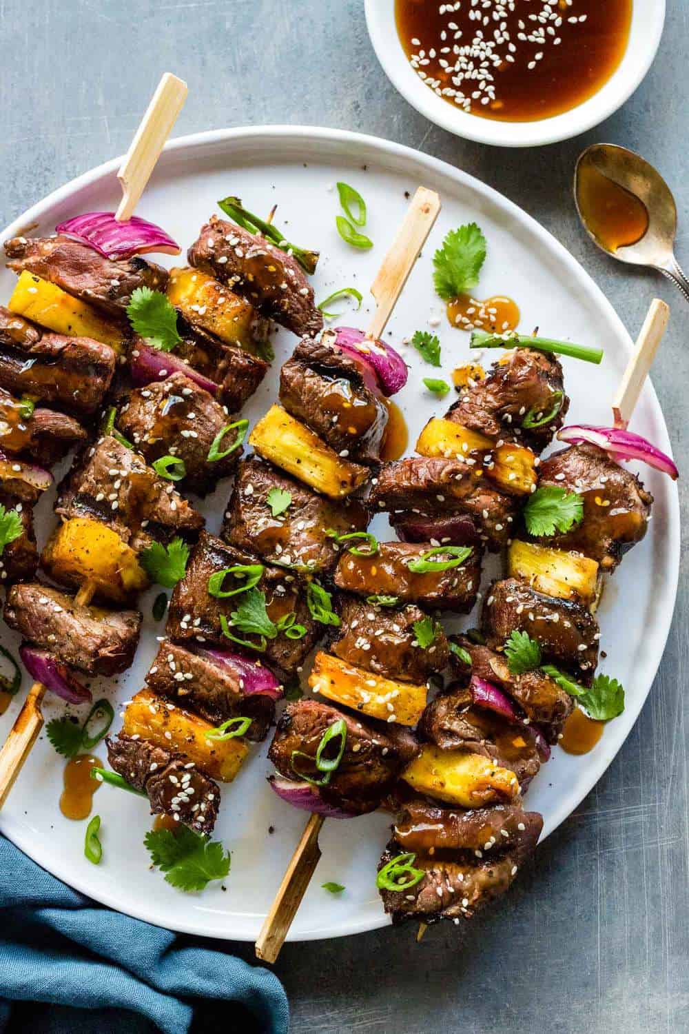 Whiskey-Glazed Beef Skewers with Roasted Garlic Aioli