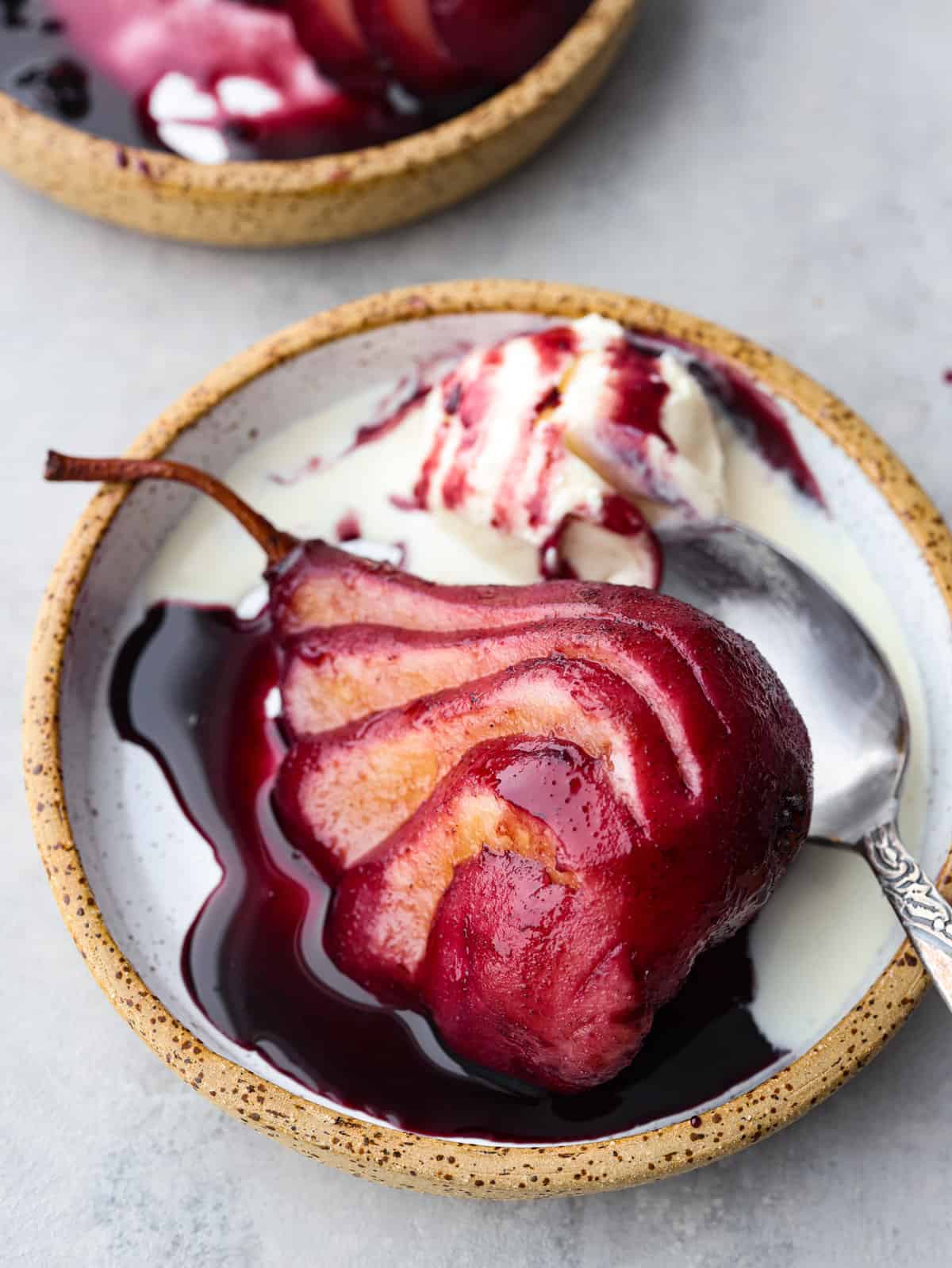 Sauvignon Blanc Poached Pears with Honey and Thyme