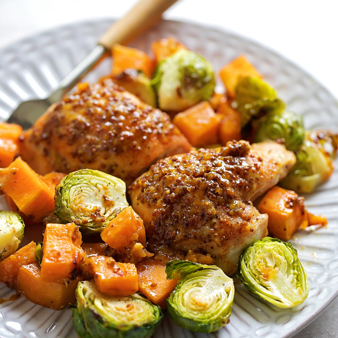 Maple-Dijon Chicken with Crisp Roasted Veggies